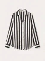 Satin Striped Shirt - Black And Off White