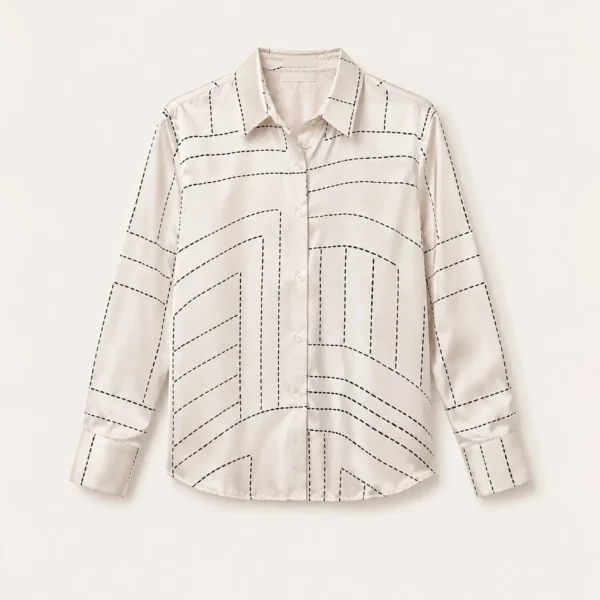 Satin Dot Print Shirt - Off White