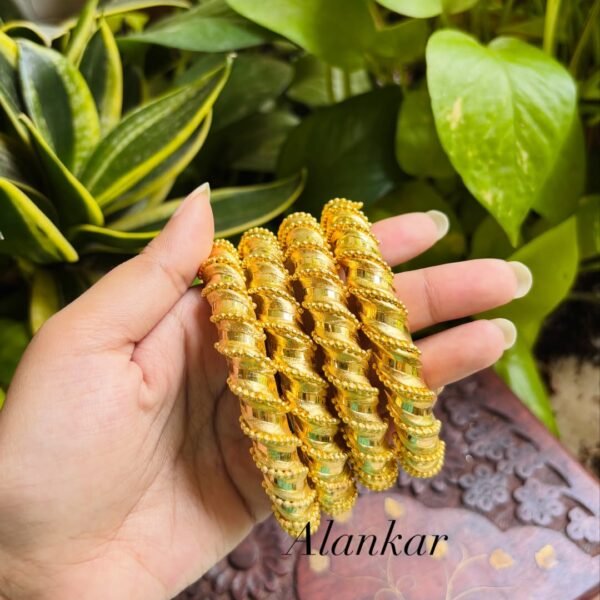 Traditional Gold-Tone Spiral Sarada Bala Bangles