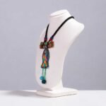 Multicolor Hand Embroidered Fabart Necklace With Beadwork By Rangila Dhaga - Image 3