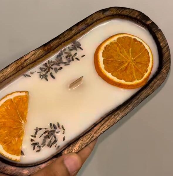 Citrus Lavender Artisan Wooden Bowl Candle