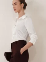 Satin Bell Cuff Shirt - Off White - Image 3