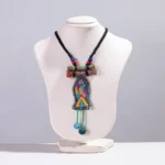 Multicolor Hand Embroidered Fabart Necklace With Beadwork By Rangila Dhaga